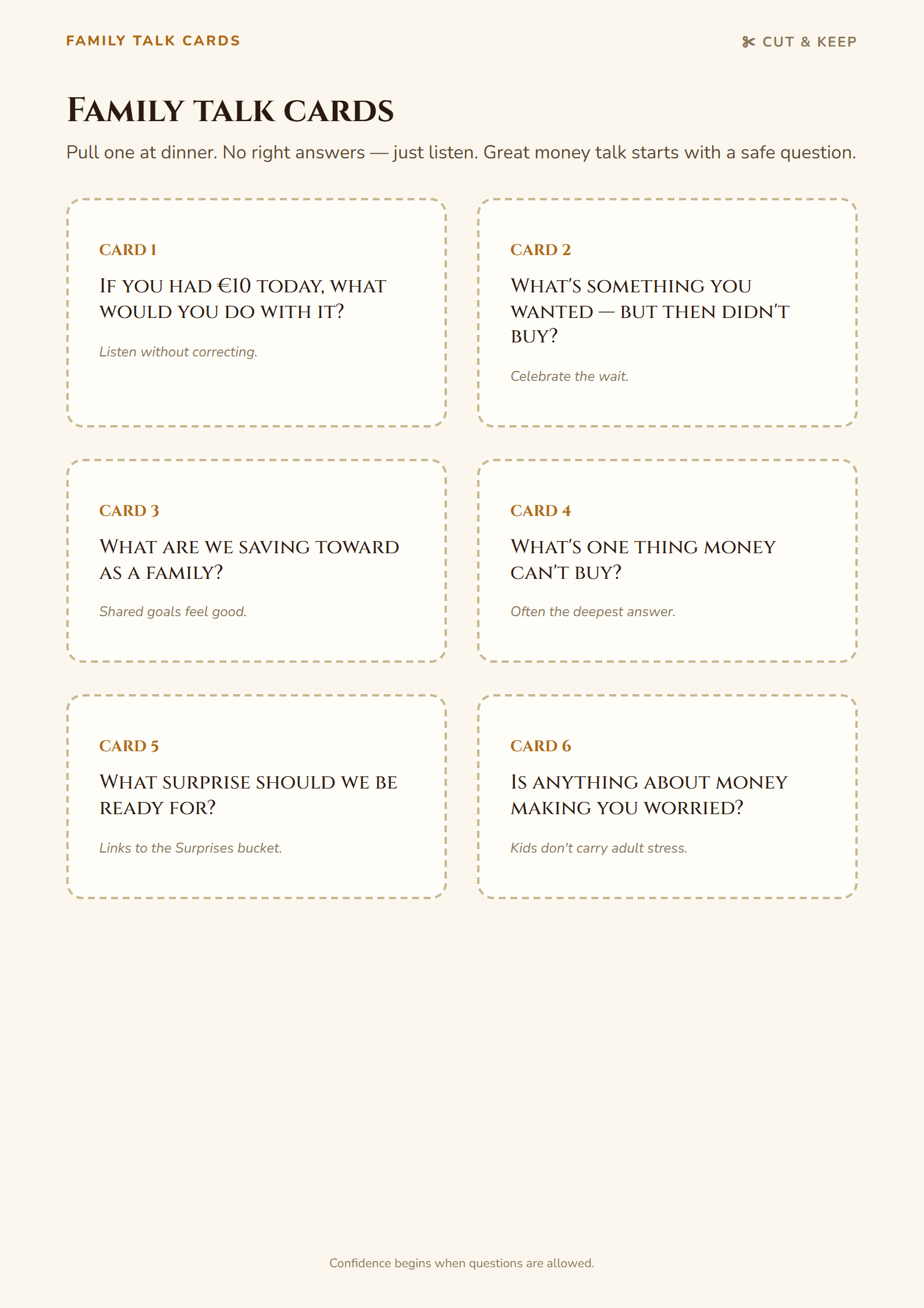 Talk cards