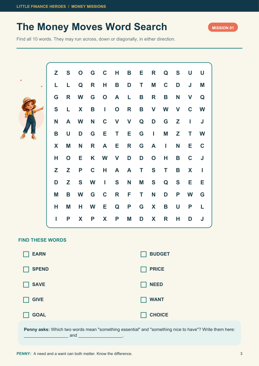 Money Missions — Activity Book — 1