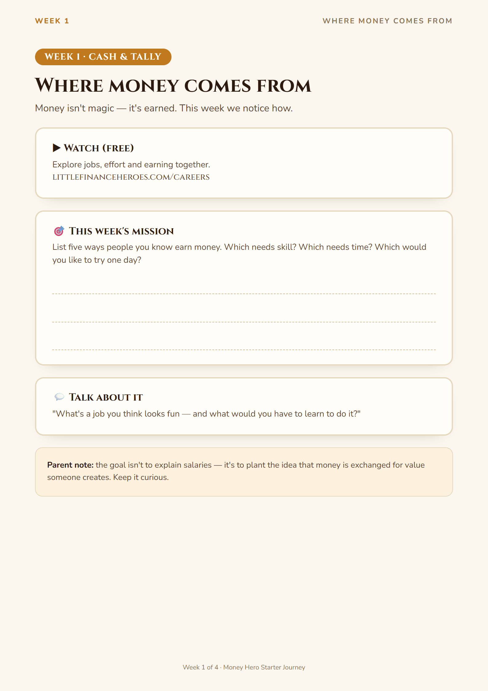 Money Hero Starter Journey — 2