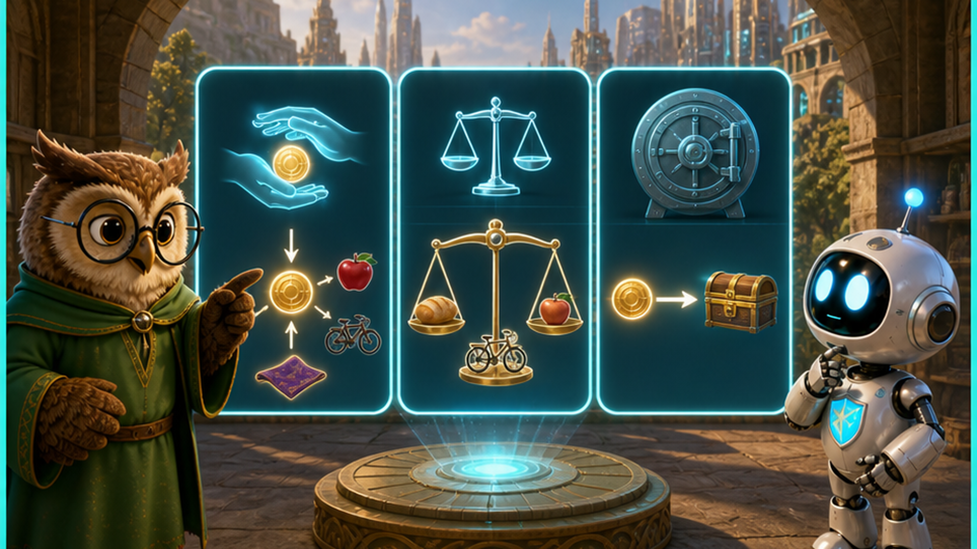 The three functions of money light up one by one